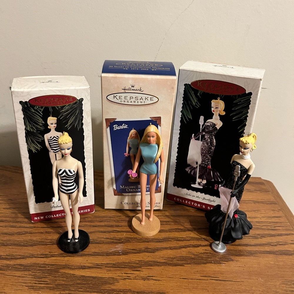 Three Vintage Hallmark Keepsake Barbie Ornaments - 1994-1995, And 2003